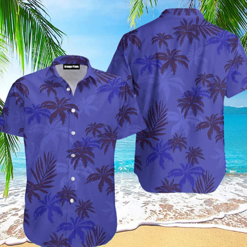 قميص رجالي هاواي ثلاثي الأبعاد بنقشة زهور شجرة جوز الهند ، مقاس كبير ، قميص زهرة شاطئ ، موضة صيفية رائعة ، عصرية ، 5XL ،
