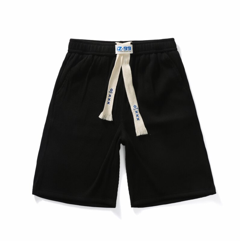2022 Summer Drawstring Oversize Shorts Male Korean Trendyol Black Beach Pants Men's Joggers Knee Length Casual Basketball Shorts