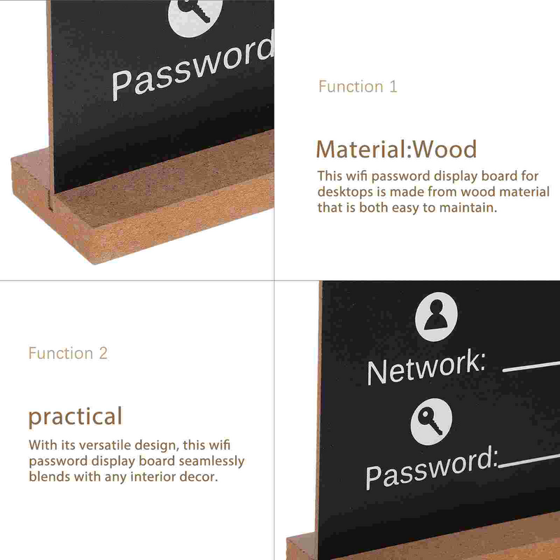 لوحة تسجيل الخشب لسطح المكتب مع كلمة مرور واي فاي ، تذكير الخشب ، حامل علامة للتسوق