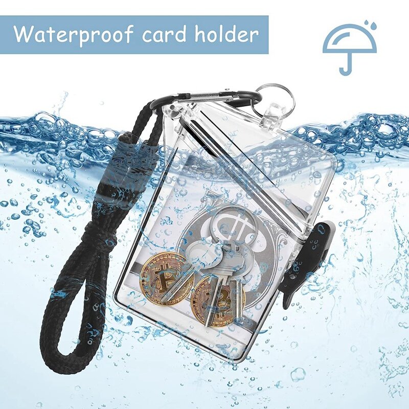 3 حزمة غطاء بطاقة شفافة مع الحبل ، واضح حامل بطاقة مقاوم للماء اسهم لشارات الهوية والمفاتيح