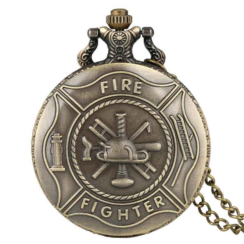 ساعة جيب بتصميم عتيق من رجال الإطفاء ، كوارتز تناظرية ، صياد كامل ، قلادة ، ساعة سلسلة ، هدية أرقام عربية