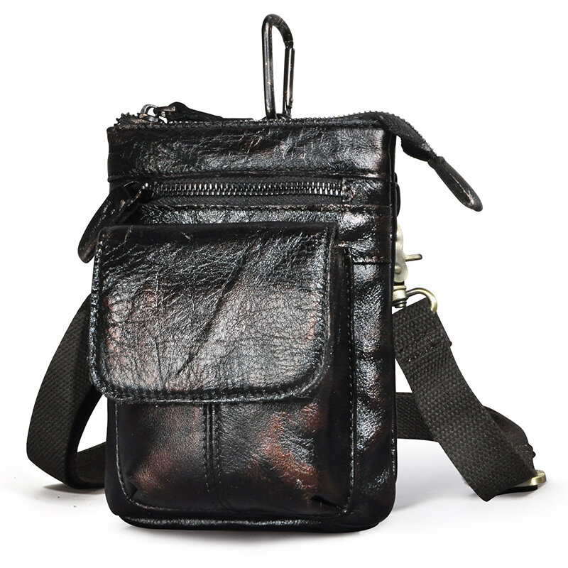 جلد أصلي رجالي تصميم غير رسمي حقيبة كتف صغيرة حقيبة كروس موضة حزام الخصر حقيبة سفر صغيرة الحقيبة الرجال 611-18