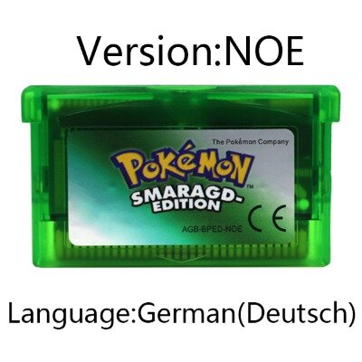 GBA لعبة خرطوشة 32 بت لعبة فيديو بطاقة وحدة التحكم بوكيمون Smaragd- Feuerrote روبين-اللغة الألمانية تسمية لامعة ل GBA NDS