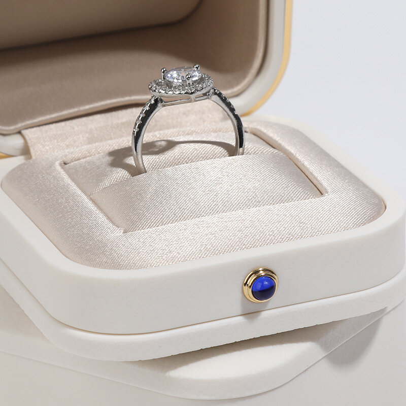 صندوق مجوهرات فاخر بشعار مخصص ، منظم هدايا قلادة خاتم ، صندوق عرض أقراط لتخزين خاتم الزفاف