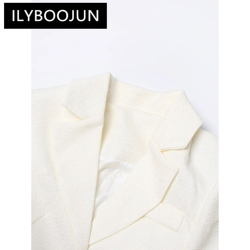 ILYBOOJUN-سترة نسائية مقطوعة ، طية صدر السترة ، أكمام طويلة ، أحادية اللون ، ملابس الشارع ، ملابس نسائية ، موضة ، خريف ، جديد ، سم