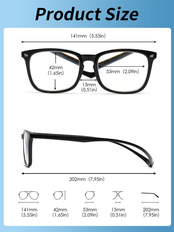 JM المغناطيس مكافحة الضوء الأزرق نظارات للقراءة الرجال النساء مربع الديوبتر المكبر طويل النظر نظارات 1 إلى 4