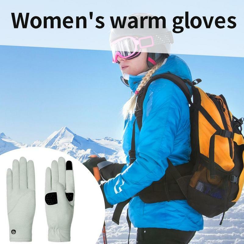 قفازات الشتاء النسائية مع أصابع لمس ، الصوف اصطف ، يندبروف ، الطقس البارد ، تمتد ، عدم الانزلاق ، القيادة
