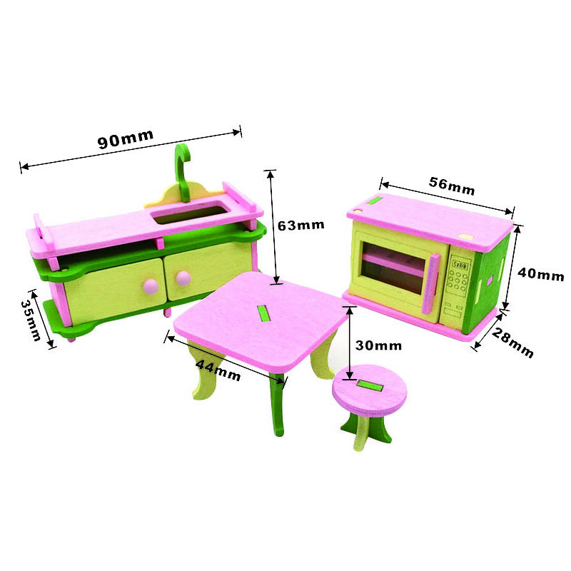 1:12 مصغرة دمية الإبداعية أثاث خشبي غرفة نوم الحمام مطعم للأطفال عمل الشكل دمية ديكورات منزلية دمية
