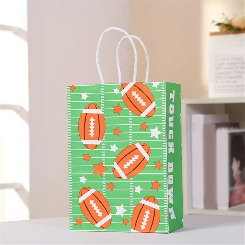 أكياس حلوى كرة القدم للأطفال، حزمة من 12 حقيبة ورقية لحفلات كرة القدم، حقيبة كرافت لحفلات أعياد الميلاد للأطفال، حقائب جيدة H37A