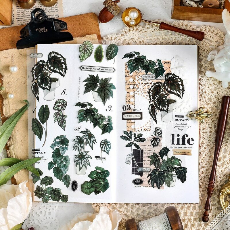 النباتات الخضراء الزخرفية Planner بها بنفسك ملصقات مخطط ، لصائق الزخرفية لسكرابوكينغ ، لوازم الزينة ، 6 قطعة