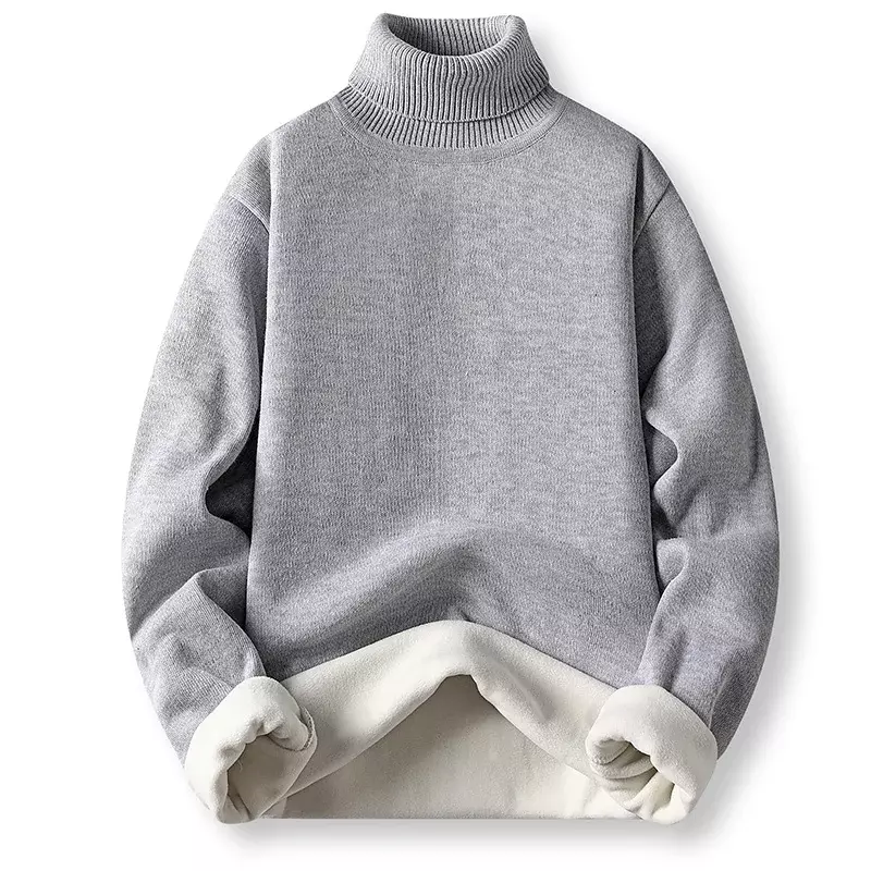 Turtleneck Sweater Autumn and Winter Plus Velvet Thick Knitted Sweater Korean Version of The Trend of The Bottoming Shirt