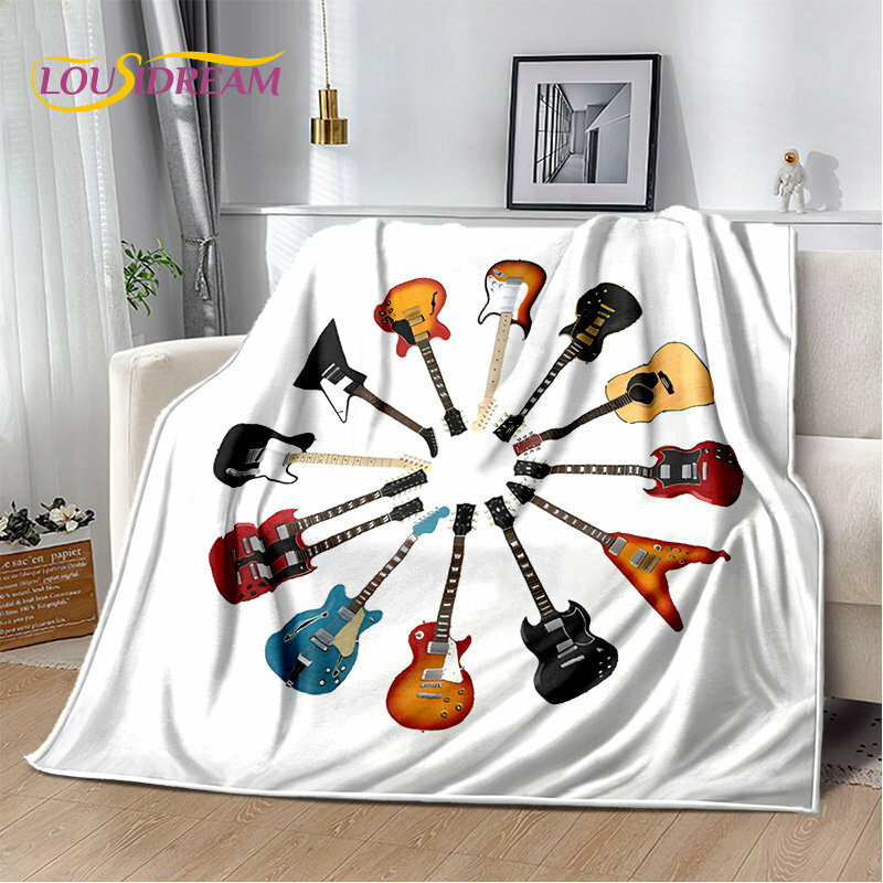 الكلاسيكية الغيتار الكهربائي الغيتار الفن بطانية ، الفانيلا بطانية رمي بطانية ، أفخم بطانية لغرفة المعيشة غرفة نوم سرير غطاء أريكة