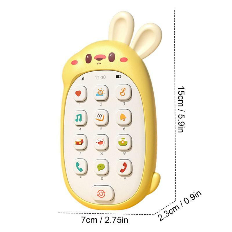 لعبة الهاتف الخليوي لطيف الأرنب شكل لعبة الهاتف مع مضغ الأذن بطارية تعمل بالطاقة لعبة تعليمية ثنائية اللغة متعددة الوظائف للأطفال