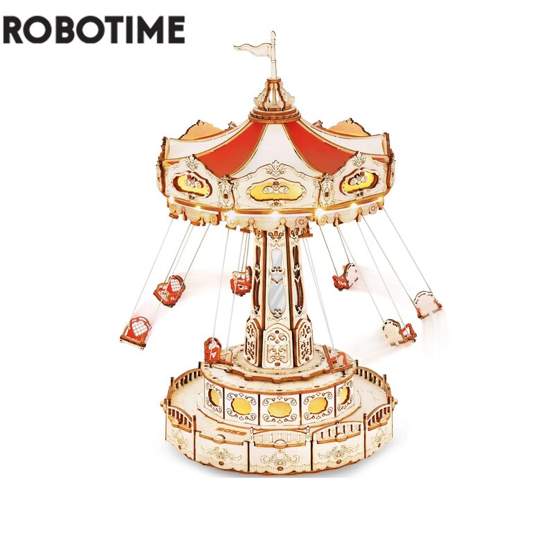 Robotime Rokr سوينغ ركوب لتقوم بها بنفسك صندوق تشغيل الموسيقى بنة ملاهي سلسلة للأطفال الكبار هدية سهلة التجميع ثلاثية الأبعاد لغز خشبي