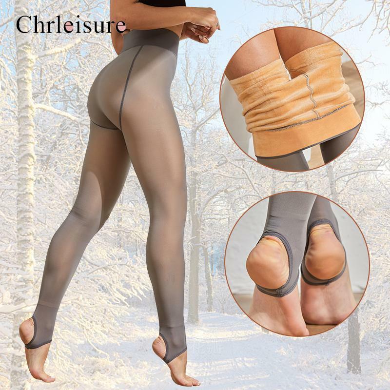 CHRLEISURE-المرأة عالية الخصر الجوارب الحرارية ، الصوف جوارب طويلة ، وهمية شفافة الجوارب ، مثير ، الدافئة ، الشتاء