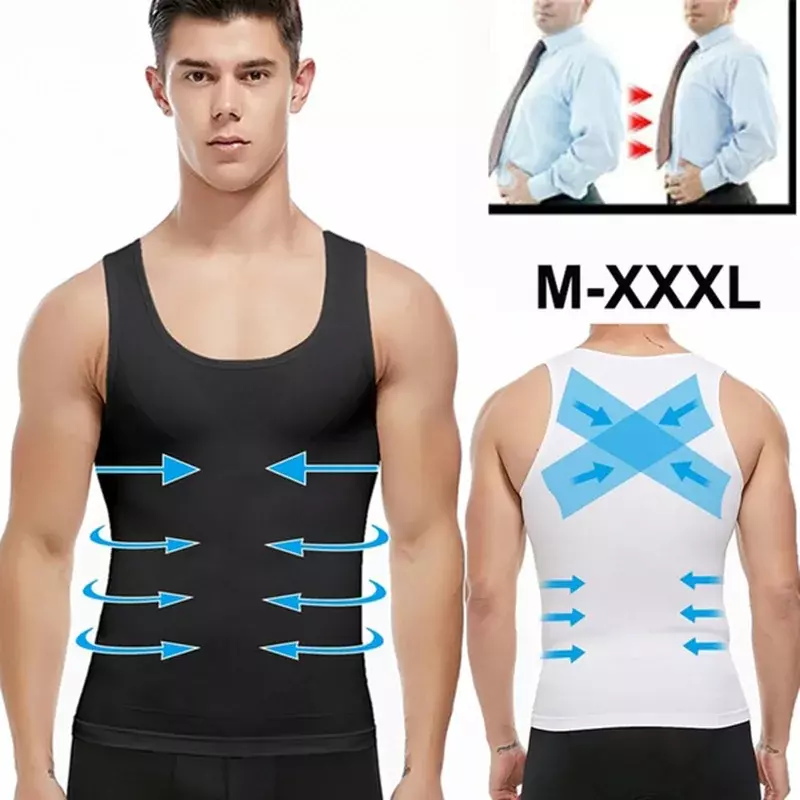رجل التخسيس محدد شكل الجسم ملابس داخلية Abs البطن ضغط قميص لإخفاء التثدي المزاج تجريب تانك القمم قمصان