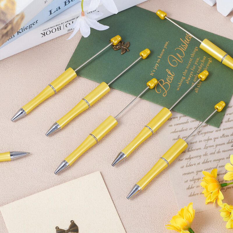 قلم طلاء خَبز بالخرز بلون ثابت ، قلم حبر كروي بلاستيك ABS ، قلم خرزات مجوهرات شخصي ، هدية تصنعها بنفسك ، 14 × قل ، 20