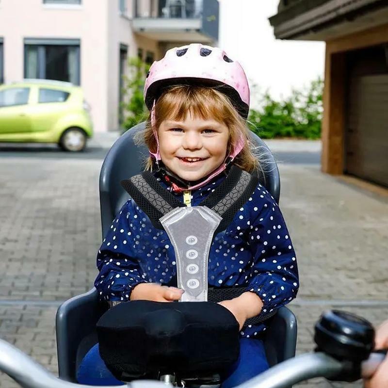 الطفل دراجة نارية سلامة تسخير دراجة نارية حزام الأمان قابل للتعديل تنفس حزام الكتف مع تصميم عاكس و LED