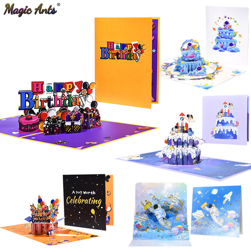 ثلاثية الأبعاد المنبثقة بطاقة عيد ميلاد للأطفال صبي فتاة استحمام الطفل الأول بطاقات المعايدة حفلة عيد ميلاد الهدايا اليدوية