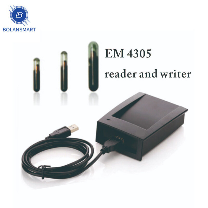 قارئ وكاتب EM4305 يعمل بنظام تحديد الهوية بموجات الراديو 125-134.2 كيلو هرتز قارئ بطاقة ISO 11784/85 ، جهاز كتابة رمز رقاقة الحيوانات يوفر SDK