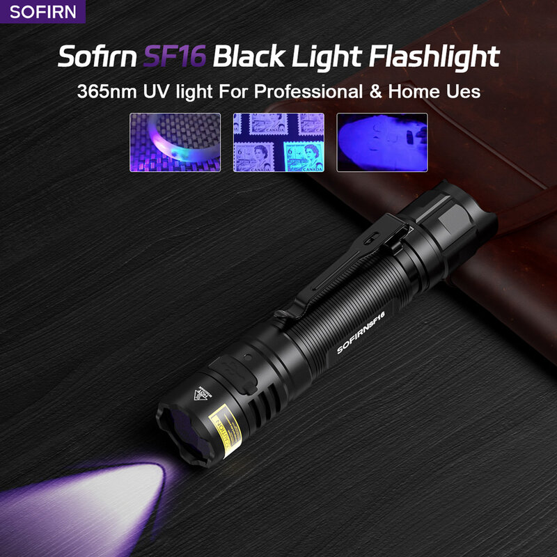 Sofirn محمول ، مصباح يدوي بالأشعة فوق البنفسجية للكشف عن بقع بول الحيوانات الأليفة ، USB C قابل لإعادة الشحن ، SF16 ، 3، SST08 ، 60nm ،