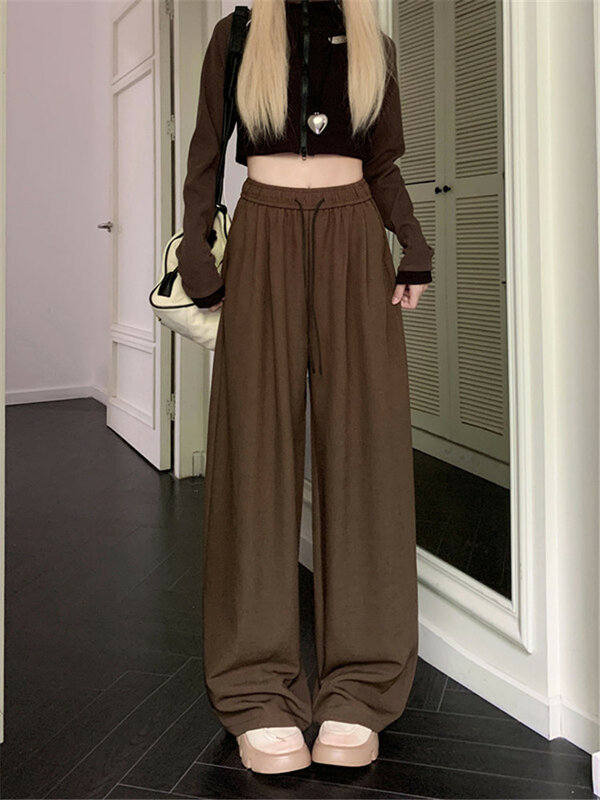 Fashion Versatile Casual High Waist Pants Women's Spring New Style Elegant And High Quality Hanging Wide Leg Pants