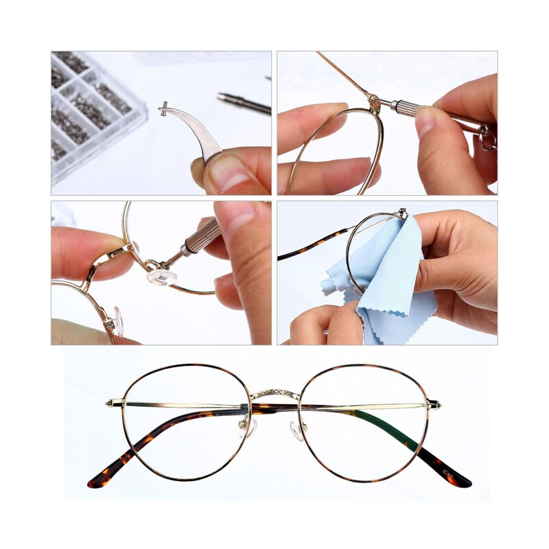 1000 قطعة نظارات برغي اكسسوارات صندوق/الأنف صينية برغي ساعة نظارات إصلاح برغي مجموعة 18 شبكة