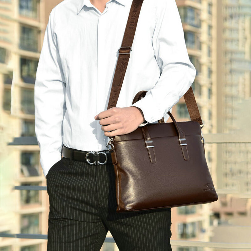 جلد محمول 15 بوصة حقائب للرجال مصمم وثائق الأعمال حمل حقيبة الكتف مربع الجانب حقيبة كروسبودي محفظة