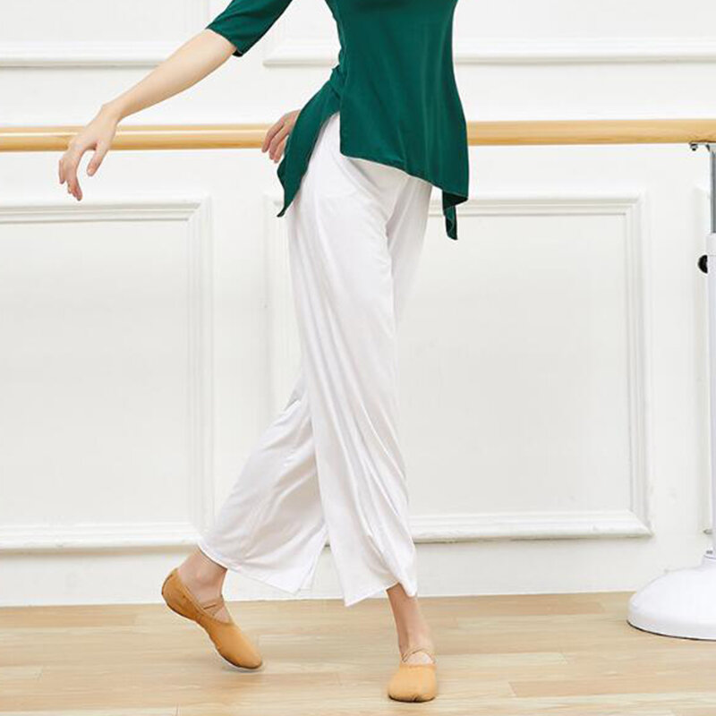 مشروط واسعة الساق السراويل عالية الخصر حبل مستقيم بنطلون المرأة الحديثة الرقص ممارسة ارتداء فستان اليوغا الرقص الكلاسيكية لينة السراويل