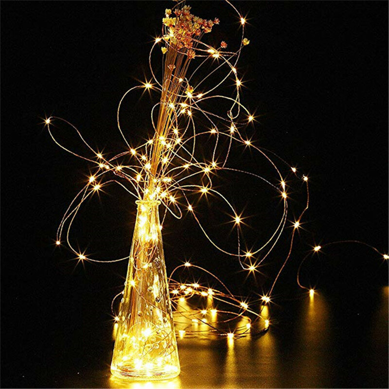سلسلة أضواء LED بسلك نحاسي ، أضواء خرافية للعطلات ، جارلاند ، ديكور شجرة الكريسماس ، حفل زفاف ، تصنعها بنفسك ، 2 متر ، 5 ، 10 من من من من الأسلاك النحاسية