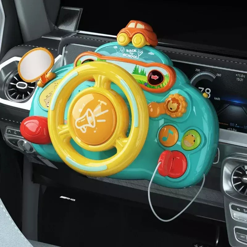 لعبة للأطفال الصغار من 0 إلى 36 شهرًا لعبة محاكاة كهربائية لقيادة السيارات مع عجلة قيادة عربة للقيادة لعبة تعليمية مبكرة للأطفال