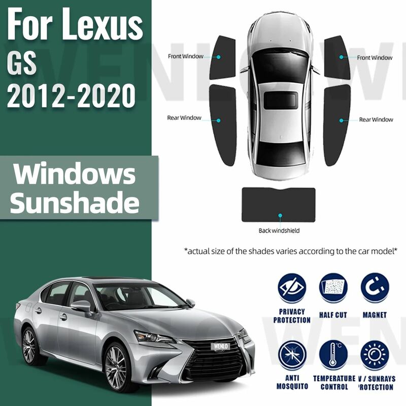 مظلة السيارة المغناطيسية ، الزجاج الأمامي ، شبكة الستارة ، النافذة الجانبية للأطفال ، حاجب ظل الشمس ، مناسب لـ Lexus GS ، من من من من من من نوع US