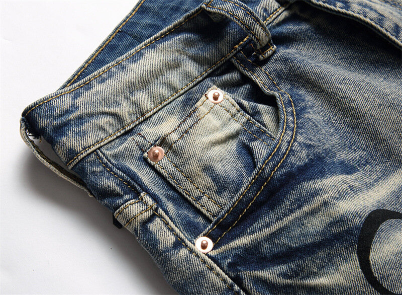 المصنع مباشرة موضة تمتد نحيل ممزق جينز الرجال قلم رصاص السراويل الجينز الشباب Trousers غير رسمية الهيب هوب
