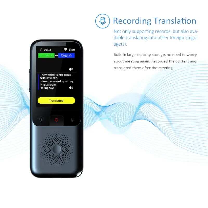 HONGTOP جهاز ترجمة T11 في الوقت الحقيقي مترجم صور صوتي ذكي 1500mA كاميرا لغة مترجم صوت نصي محمول