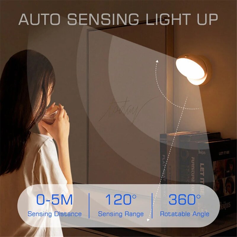 360 استدارة PIR استشعار الحركة ليلة ضوء Led مصابيح الحائط قابلة للشحن السيارات/On/Off تحت إضاءة الخزانة اللاسلكية خزانة مصباح الليل