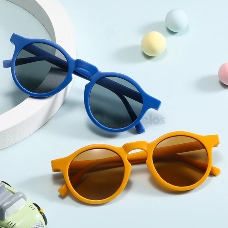 الفاخرة العلامة التجارية الطفل النظارات الشمسية طفل الأطفال UV400 إطار مستدير نظارات في الهواء الطلق الاطفال الفتيات الصيف الرضع Vintage نظارات