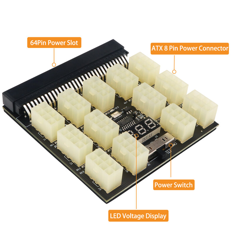 ATX 13x 6/8Pin امدادات الطاقة لوحة القطع محول محول 12 فولت مع الجهد ودرجة الحرارة شاشة ديجيتال ل Ethereum BTC
