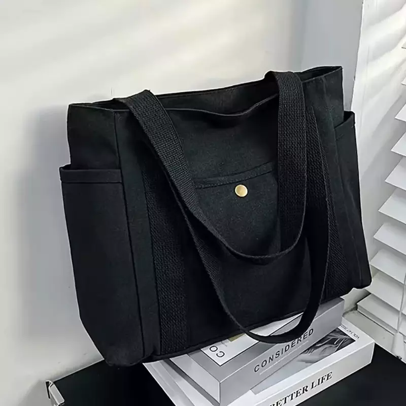 حقيبة كتف متعددة الوظائف للنساء ، حقيبة يد قماشية عصرية ، حقائب تسوق بسيطة ، سلسلة ذهبية وردية