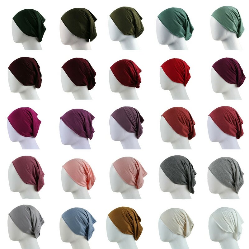 النساء المسلمات تحت وشاح تمتد جيرسي الحجاب الداخلي قبعات مستديرة الجبهة تحت الحجاب قبعة الإسلامية أنثى عمامة بونيه