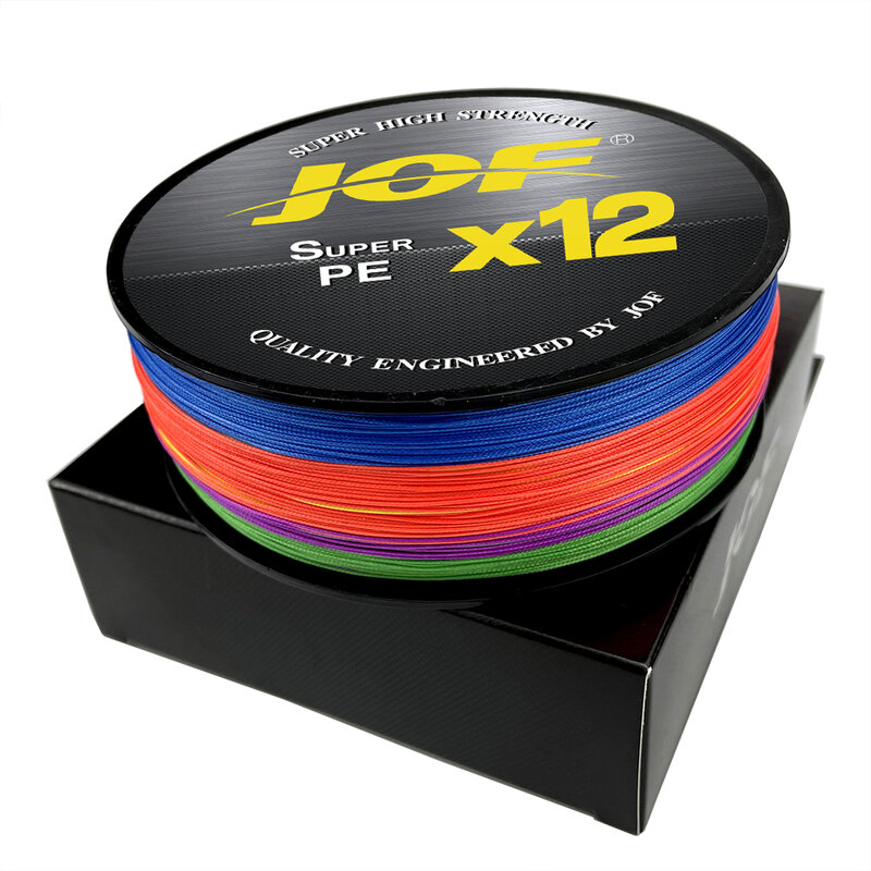 JOF-X12 مضفر خطوط الصيد ، متعدد خيوط بي خط ، سوبر قوية ، 100 متر ، 300 متر ، 500 متر ، 25lb ، 30lb ، 39lb ، 50lb ، 65lb ، 92lb ، 12 ستراند ترقية