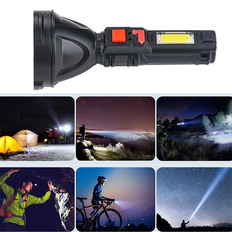 USB قابلة للشحن LED مصباح يدوي ، شمعة عالية ، مصباح السوبر مشرق ، مقاوم للماء ، ضوء فلاش التكتيكية لحالات الطوارئ ، التخييم ، 3 طرق