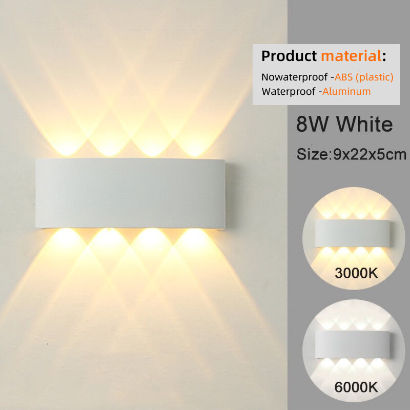 مصباح جداري LED داخلي عصري وخارجي ، أبيض يصل إلى الأسفل أضواء تعلق على الحائط لتزيين غرفة المعيشة في الردهة