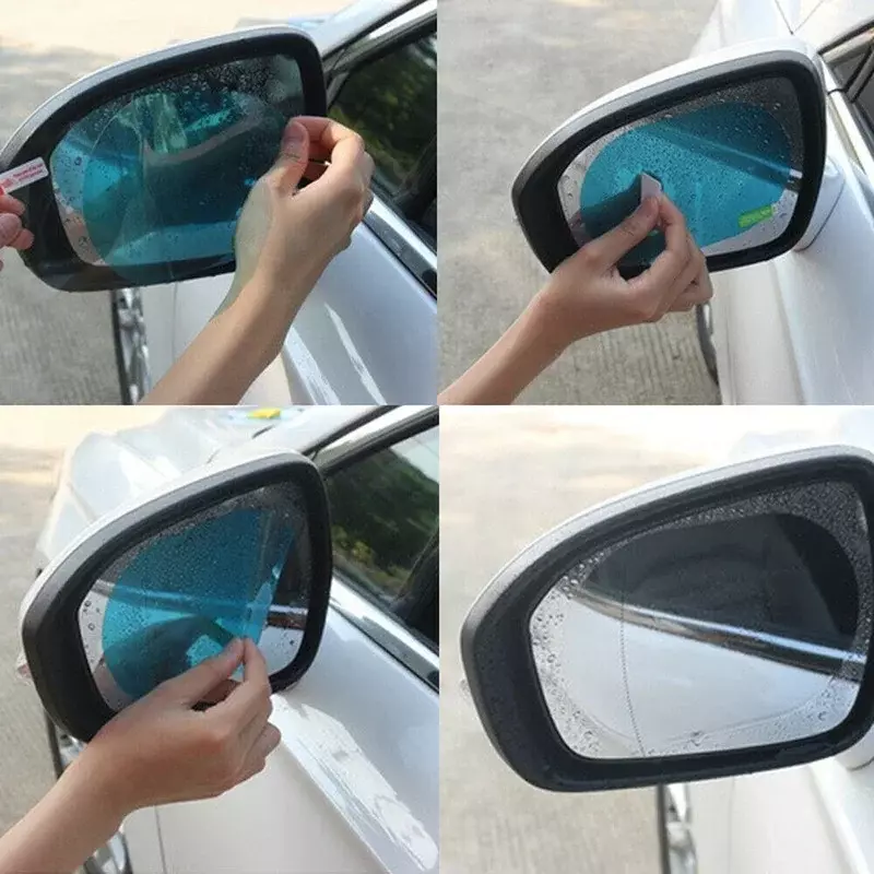 ملصق مرآة الرؤية الخلفية للسيارة ، غشاء مقاوم للمطر ، مشهد في الأيام الممطرة ، 2
