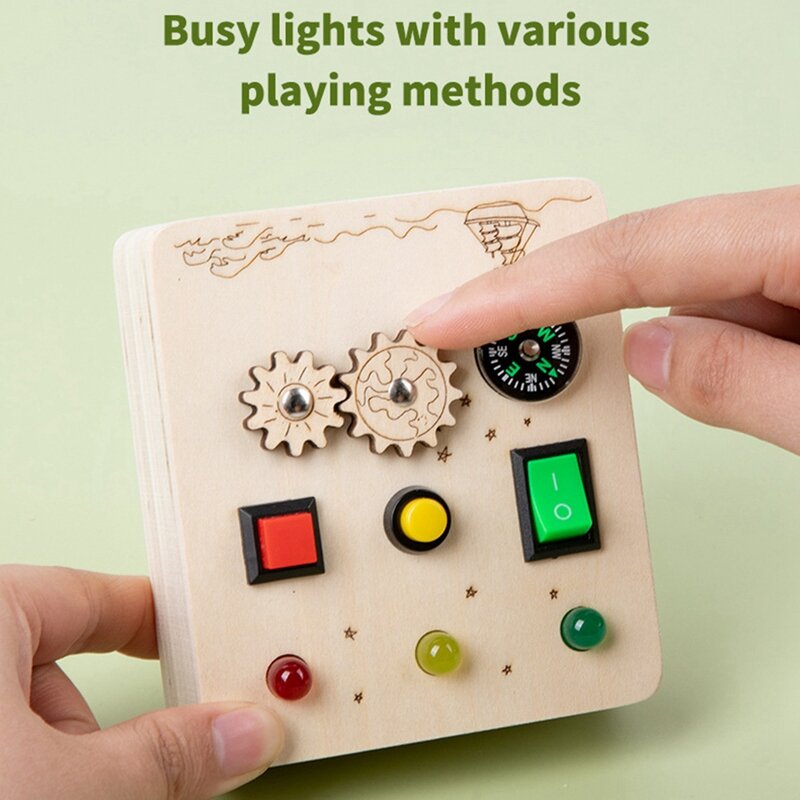 لوحة حسية خشبية مع إضاءة ليد للأطفال ، ألعاب مونتيسوري ، تحكم في التبديل ، ألعاب تعليمية ، سهلة التركيب ، من 2 إلى 4 سنوات