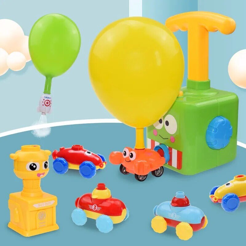 صاروخ بالون إطلاق برج لعبة لغز الجمود الهواء الطاقة بالون سيارة لعبة العلوم التعليمية تجربة لعب للأطفال متعة هدية