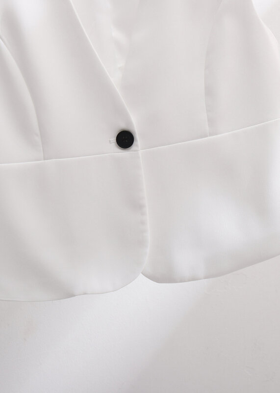 صدرية نسائية أنيقة برقبة V ، بدلة عتيقة ، معطف بزر ، سترة غير رسمية بيضاء بسيطة ، ملابس مكتبية ، تصميم أزياء ، جديد