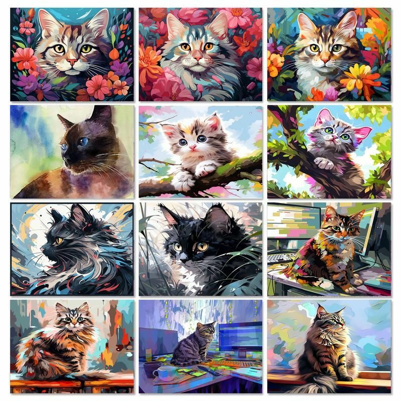 GATYZTORY-لوحات بالأرقام على قماش ، قطط حيوانات ، أفكار ذاتية الصنع ، رسم فني ، لوازم حرفية للبالغين ، ديكور للمنزل