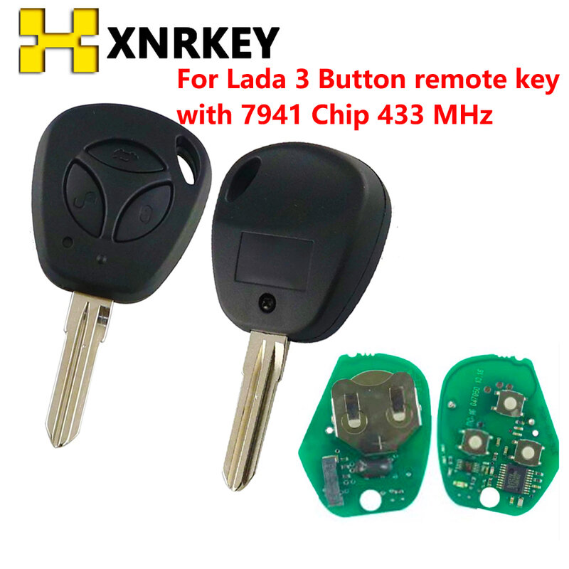 XNRKEY 3 أزرار استبدال مفتاح السيارة عن بعد لادا فيستا جرانتا بريورا كالينا 433 MHz PCF7941Chip