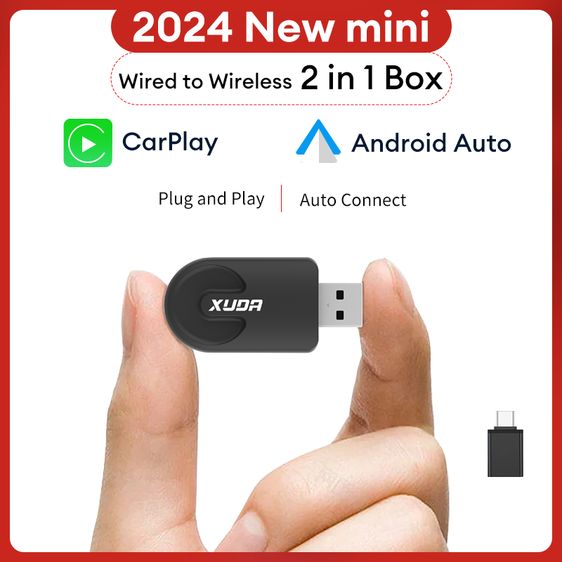 XUDA ميني سلكي إلى لاسلكي 2 في 1 صندوق AI Play 5G Wif & cartuetuit andorid قابس تشغيل تلقائي اتصال غير حثي