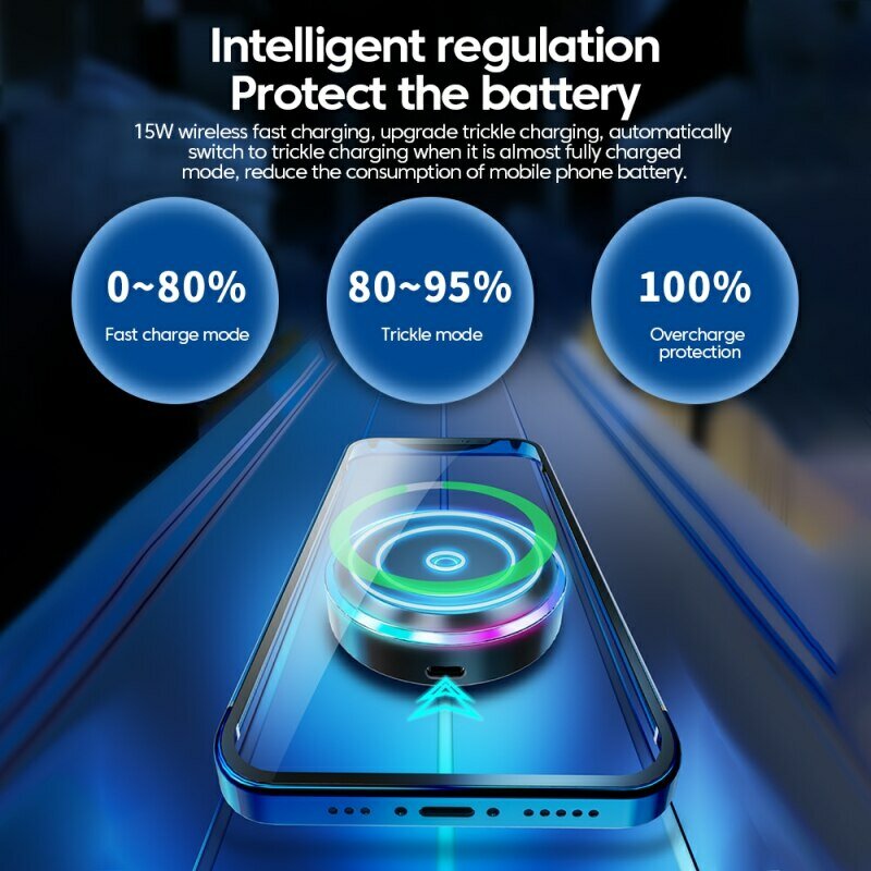 حامل هاتف Essager RGB Qi 15W شاحن لاسلكي للسيارة لهاتف iPhone 14 13 Pro Max